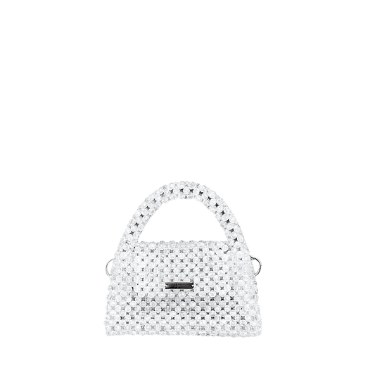 Luxury Beaded Bag White ,,La Classica''