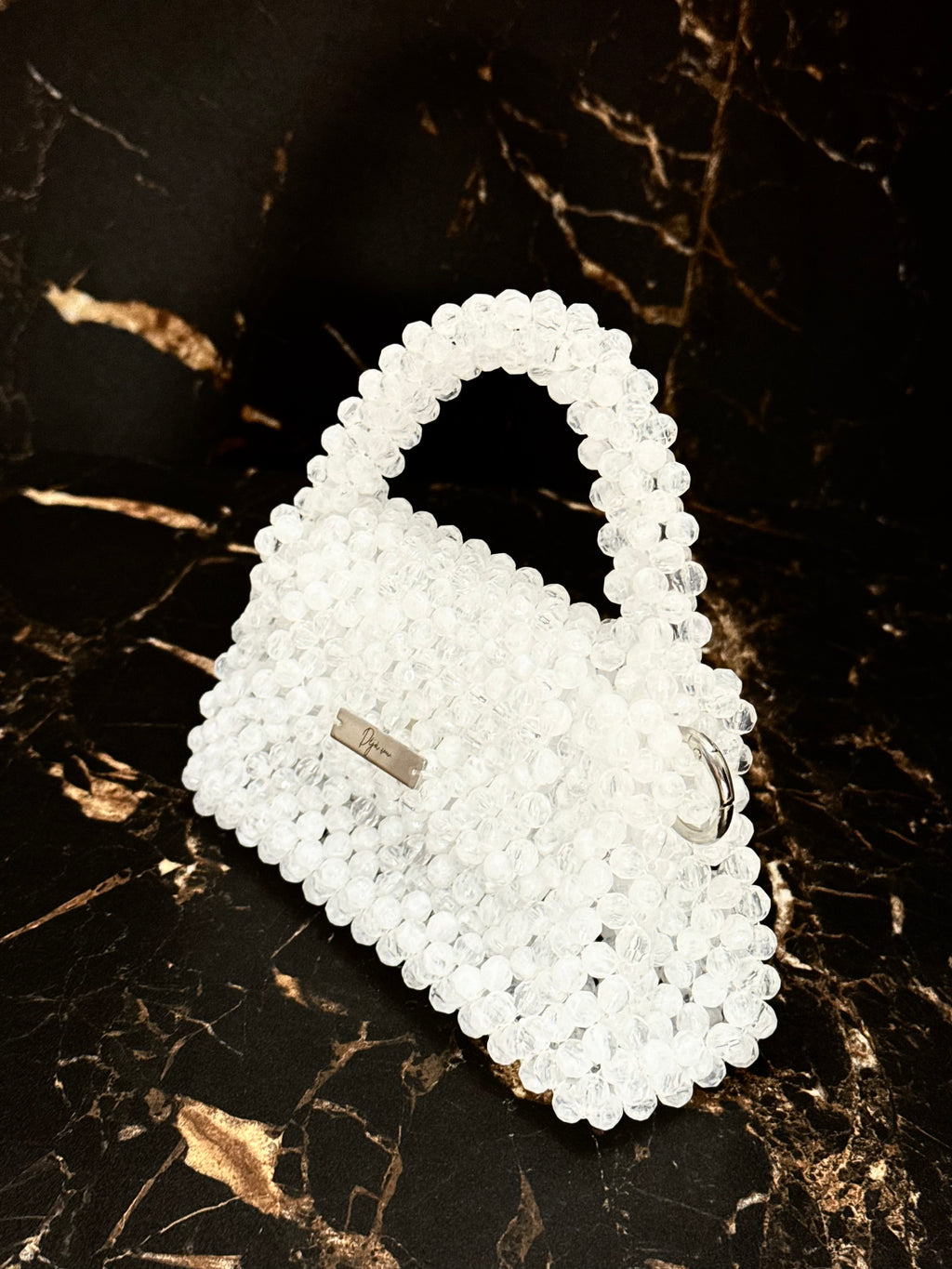 Luxury Beaded Bag White ,,La Classica''