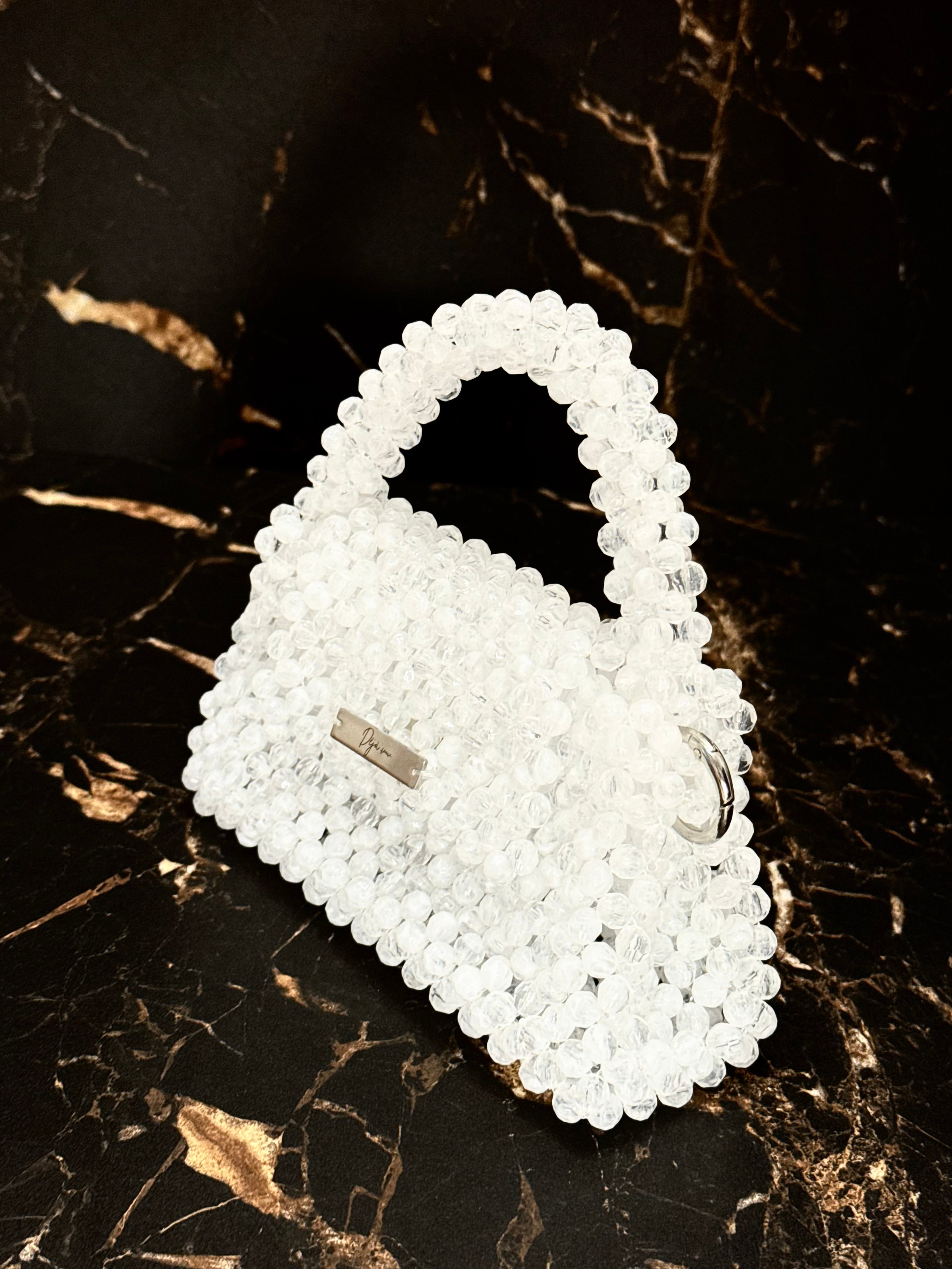 Luxury Beaded Bag White ,,La Classica''