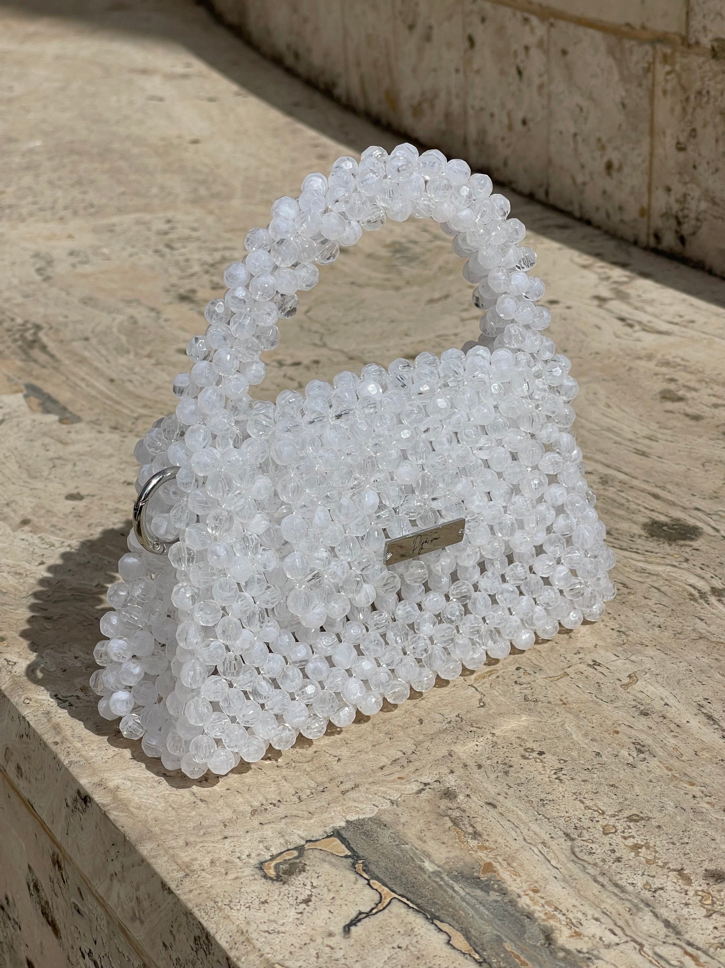 Luxury Beaded Bag White ,,La Classica''
