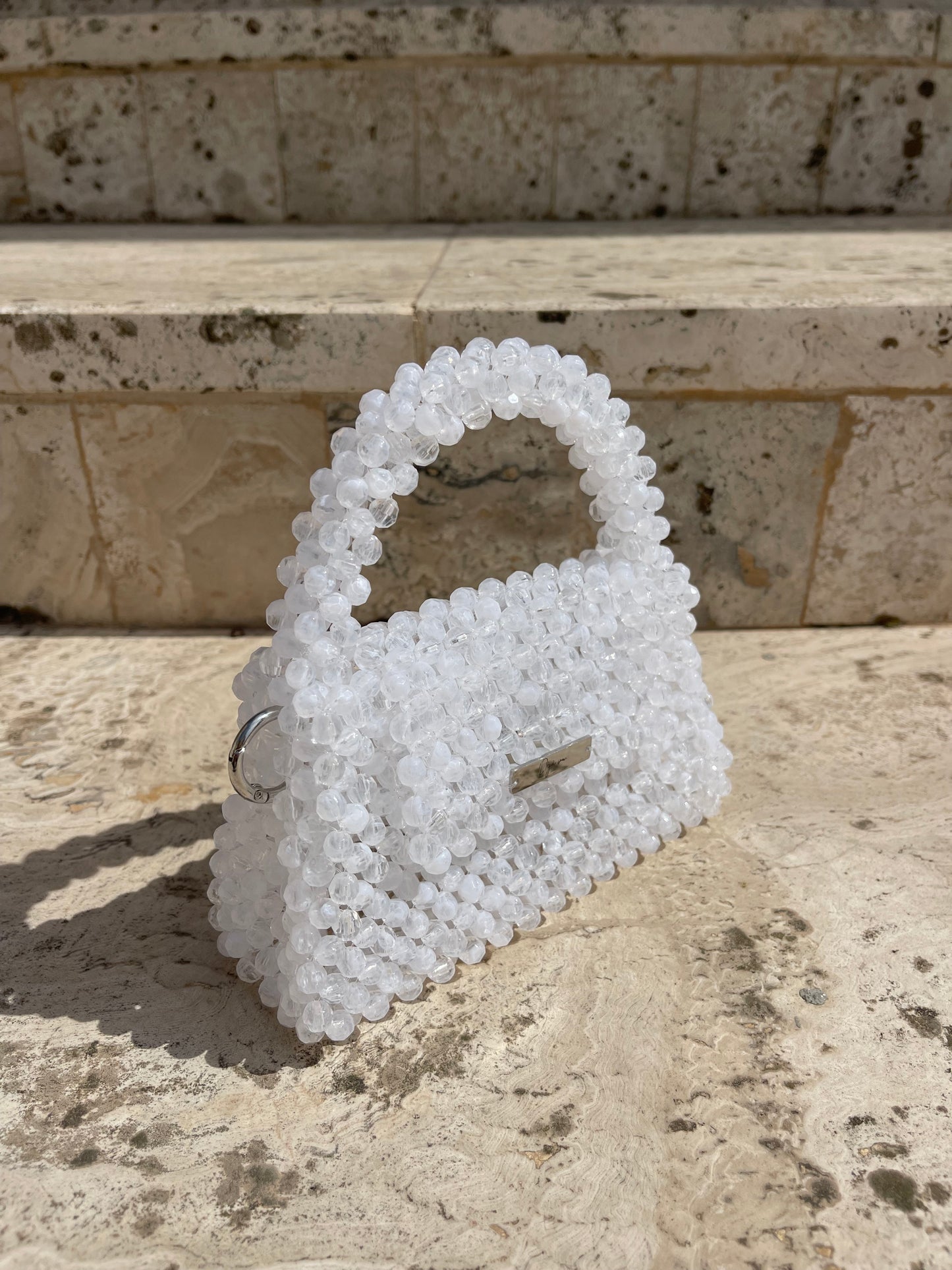 Luxury Beaded Bag White ,,La Classica''