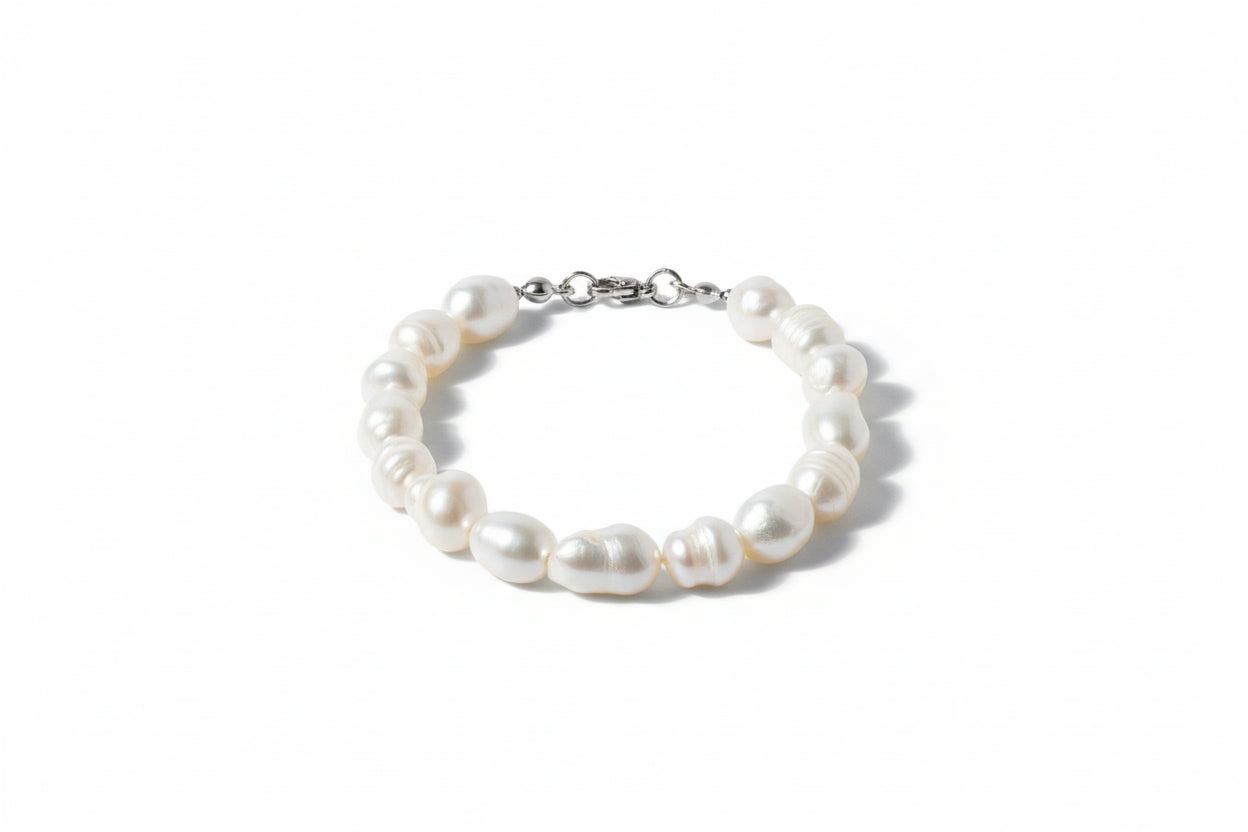 Freshwater Natural Pearl with added silver