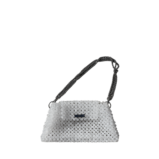 Luxury Beaded Bag White ,,Arte''